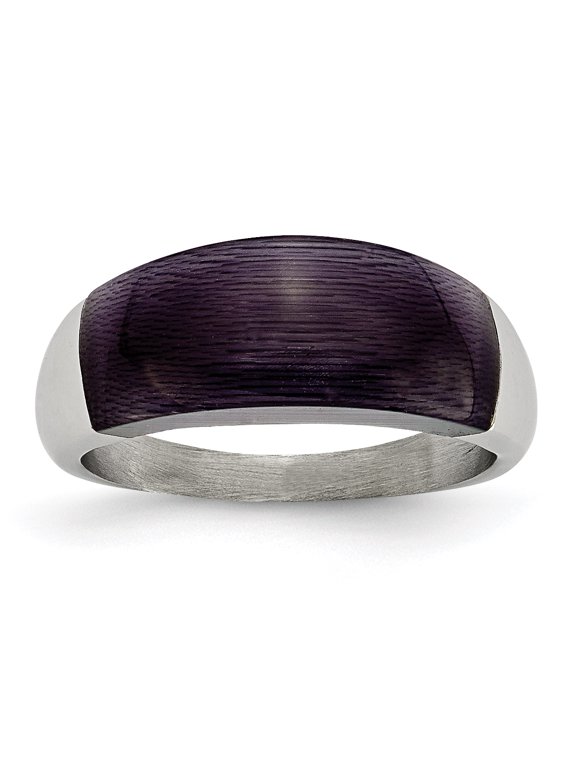 Chisel Stainless Steel 8mm Black Cat's Eye Ring