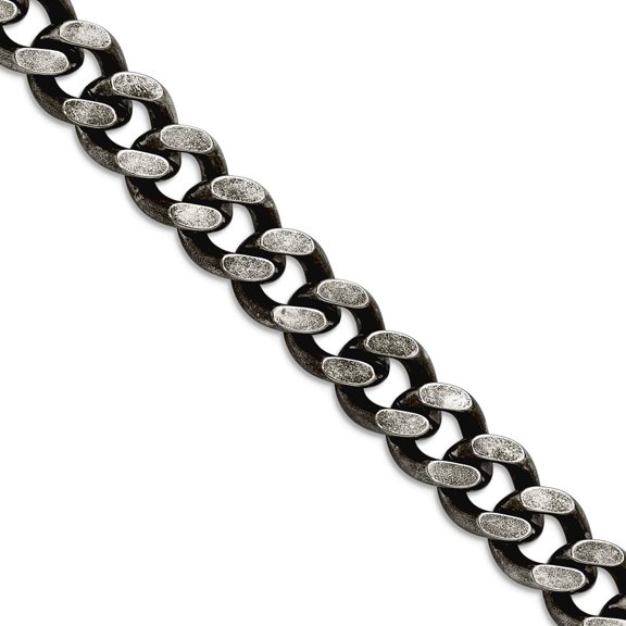 Chisel Stainless Steel 9.25mm Oxidized Curb Chain Necklace