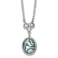 thumbnail image 1 of Chisel Stainless Steel Antiqued & Polished Imit. Abalone/CZ w/1.5in ext Necklace, 1 of 5