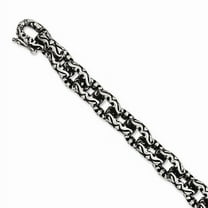 Chisel Stainless Steel Antiqued Polished and Textured 8.25 inch Fancy Link Bracelet