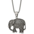 thumbnail image 1 of Chisel Stainless Steel Antiqued Polished and Textured Elephant Pendant on a Box Chain Necklace - 24", 1 of 4