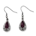 thumbnail image 1 of Chisel Stainless Steel Antiqued & Purple Cats Eye Teardrop Dangle Earrings, 1 of 2