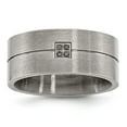 thumbnail image 1 of Chisel Stainless Steel Antiqued and Brushed .03 Carat Black Diamond 10mm Flat Band, 1 of 7