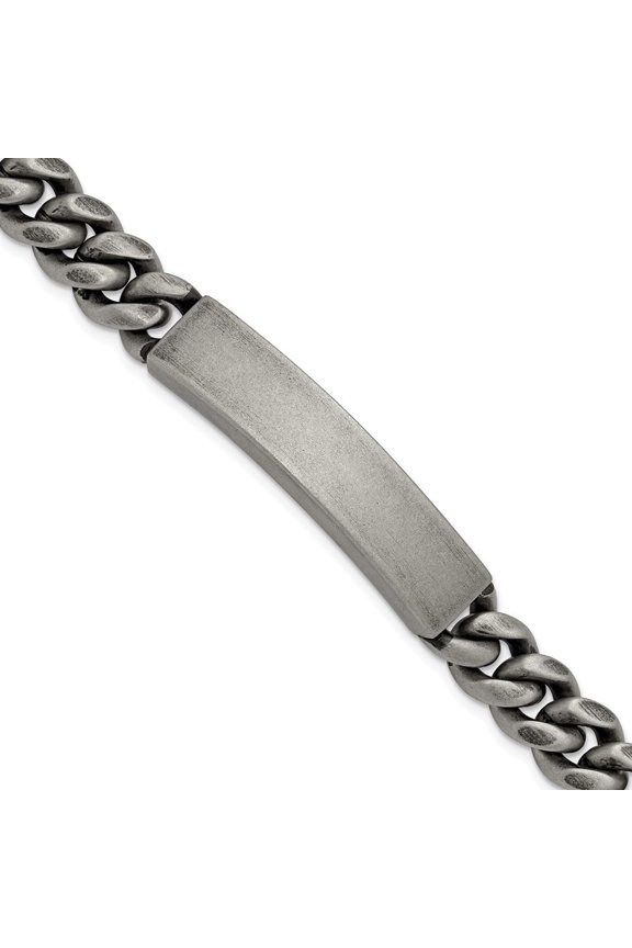 Stainless Steel Antiqued and Brushed 10mm 8.5 inch ID Bracelet