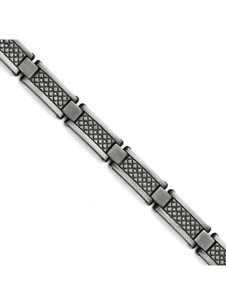 Stainless Steel Antiqued Matte 1/10 CT Black Diamond 9 inch Bracelet Stainless Steel Antiqued Matte 1/10 CT Black Diamond 9 inch Bracelet