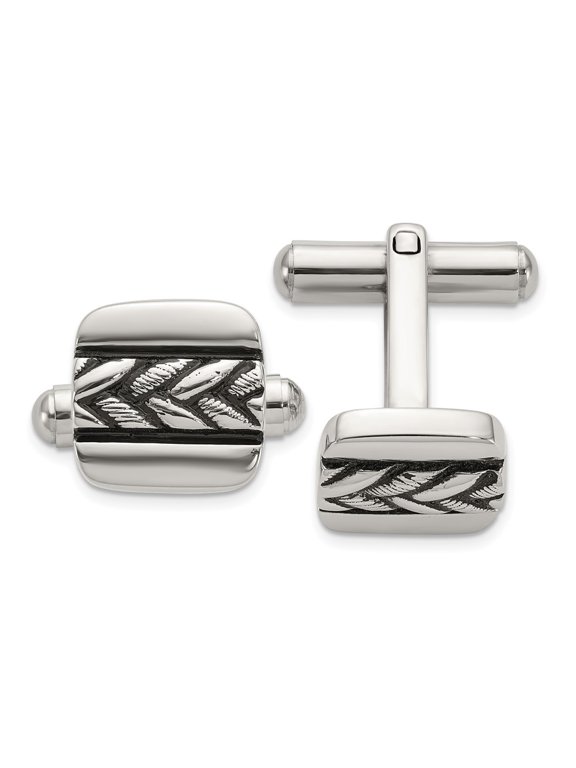 Stainless Steel Antiqued and Polished Cuff Links
