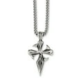 thumbnail image 1 of Chisel  Stainless Steel Antiqued and Polished Dagger Cross Pendant on a 22 inch Curb Chain Necklace, 1 of 3