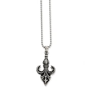 Chisel Stainless Steel Antiqued and Polished Fleur de lis 24in Necklace