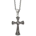 thumbnail image 1 of Chisel Stainless Steel Antiqued and Polished Swirl Design Cross Pendant on a Cable Chain Necklace - 25.5", 1 of 4