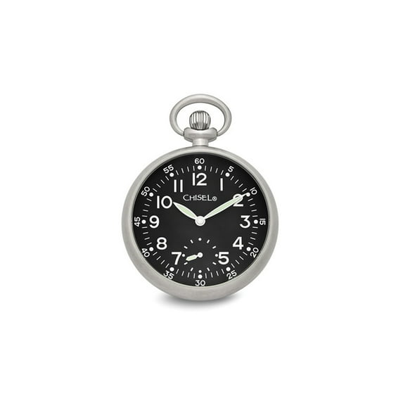 Chisel Stainless Steel Black Dial Pocket Watch (47mm)