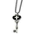 thumbnail image 1 of Chisel Stainless Steel Black Enamel Polished CZ Heart Cross Key Necklace, 1 of 2