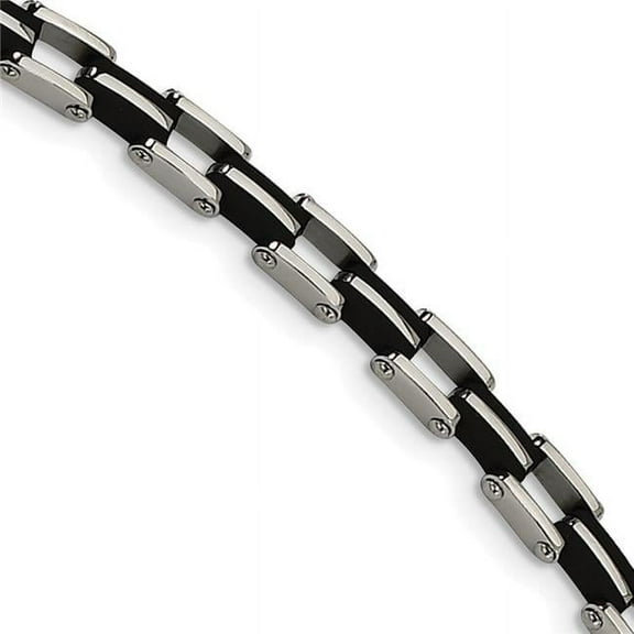 Chisel Stainless Steel Black Rubber Bracelet - 8.75 inches