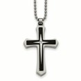 thumbnail image 1 of Chisel Stainless Steel Brushed and Polished Black IP-plated with CZ Cross Pendant on a 20 inch Ball Chain Necklace, 1 of 2