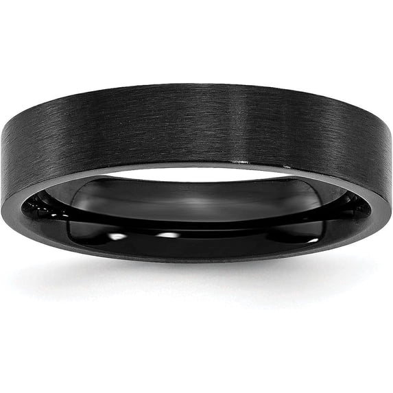 Chisel Stainless Steel Brushed Black IP-plated 5.2mm Flat Band - Ring Size 7.0