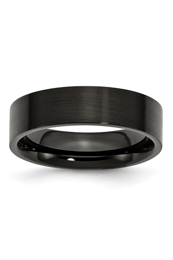 Chisel Stainless Steel Brushed Black IP-plated 6mm Flat Band