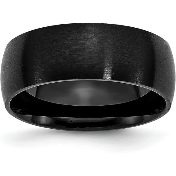 Chisel Stainless Steel Brushed Black IP-plated 8.2mm Band - Ring Size 7.0