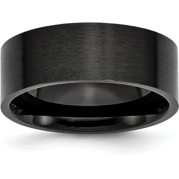 Chisel Stainless Steel Brushed Black IP-plated 8.2mm Flat Band - Ring Size 9.5