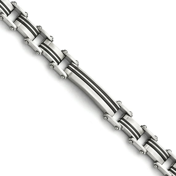 Chisel Stainless Steel Brushed Black IP-plated 8.75 inch Link Bracelet