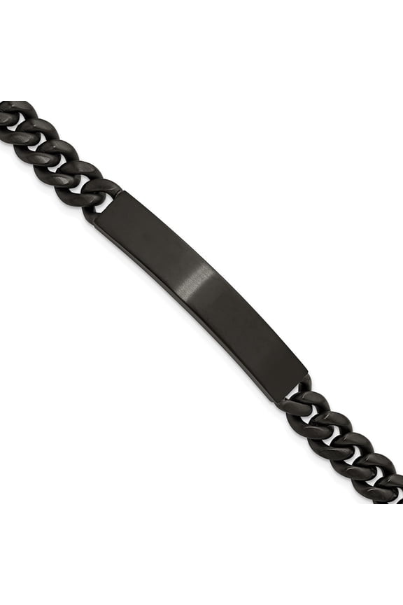 Stainless Steel Brushed Black IP-plated Curb Link 8mm 8.5 inch ID Bracelet
