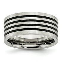 Chisel Stainless Steel Brushed Black Rubber 10.00mm Ring Size 10.5  Men