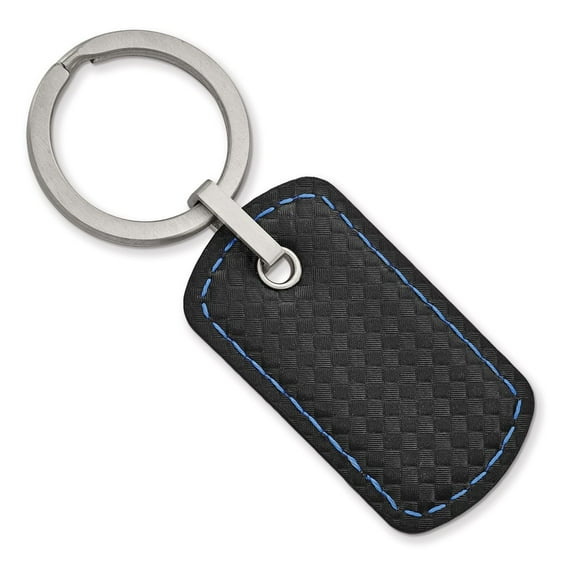 Finest Gold Stainless Steel Brushed Leather & Polyurethane Stitched Key Ring