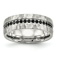 thumbnail image 1 of Chisel Stainless Steel Brushed and Hammered with Black CZ 7.5mm Band, 1 of 7