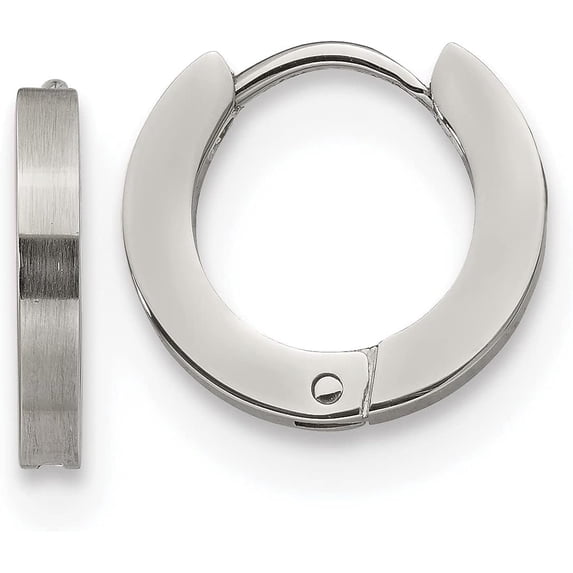 Chisel Stainless Steel Brushed and Polished 2mm Hinged Hoop Earrings - 13mm
