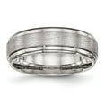 thumbnail image 1 of Chisel Stainless Steel Brushed and Polished 7mm Ridged Edge Band, 1 of 6