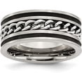 thumbnail image 1 of Chisel Stainless Steel Brushed and Polished Black IP-plated Chain Inlay 10.2mm Band - Ring Size 11.0, 1 of 8