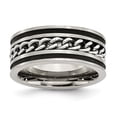 thumbnail image 1 of Chisel Stainless Steel Brushed and Polished Black IP-plated Chain Inlay 10mm Band, 1 of 7