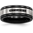 thumbnail image 1 of Chisel Stainless Steel Brushed and Polished Black IP-plated and Black CZ 8.2mm Grooved Band - Ring Size 7.0, 1 of 8