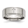 thumbnail image 1 of Chisel Stainless Steel Brushed and Polished Cross 8mm Ridged Edge Band SR109, 1 of 8