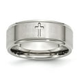 thumbnail image 1 of Chisel Stainless Steel Brushed and Polished Cross 8mm Ridged Edge Band, 1 of 8