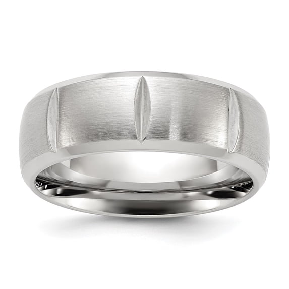 Chisel Stainless Steel Brushed and Polished Grooved 8mm Band