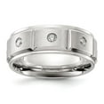 thumbnail image 1 of Chisel Stainless Steel Brushed and Polished Grooved with CZ 8mm Band Size - 13, 1 of 5