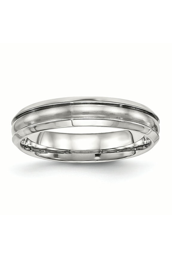 Chisel Stainless Steel Brushed and Polished Ridged 5.00mm Wedding Band Size 9  Men