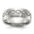 thumbnail image 1 of Chisel Stainless Steel Brushed and Polished Scroll Design 8mm Ridged Edge Band, 1 of 6