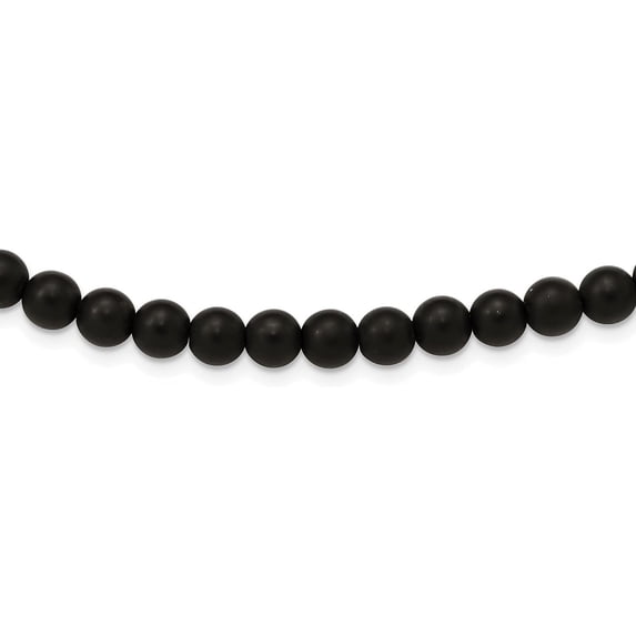 Chisel Stainless Steel Brushed with Black Agate and Antiqued Lock Necklace - 27" Chain
