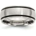 thumbnail image 1 of Chisel Stainless Steel Brushed with Black Rubber 8.2mm Band - Ring Size 7.5, 1 of 8