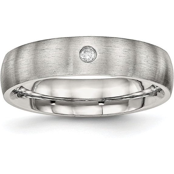 Chisel Stainless Steel Brushed with CZ Half Round 5.7mm Band - Ring Size 11.5