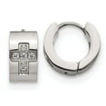 thumbnail image 1 of Chisel Stainless Steel Polished with CZ Cross 7mm Hinged Hoop Earrings, 1 of 3