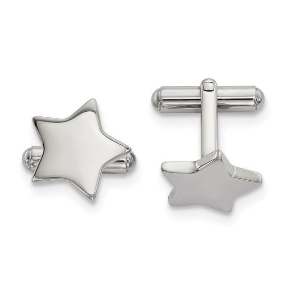 Chisel Stainless Steel High Polished Flat Star Men's Cuff Links