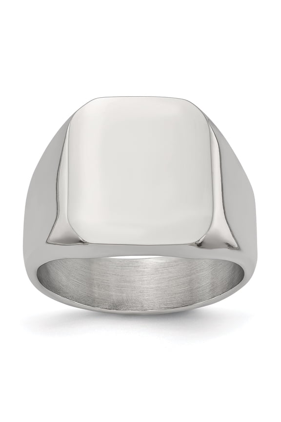 Stainless Steel High Polished Standard Fit Signet Ring 10
