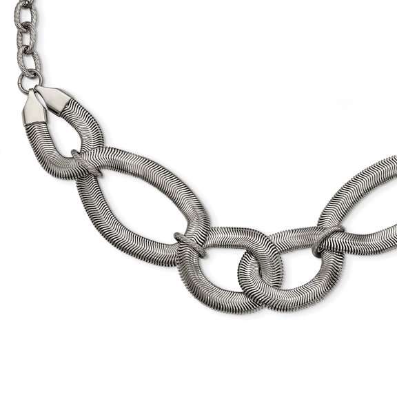 Chisel Stainless Steel Interlinked Oval 16.5in w/ext Necklace
