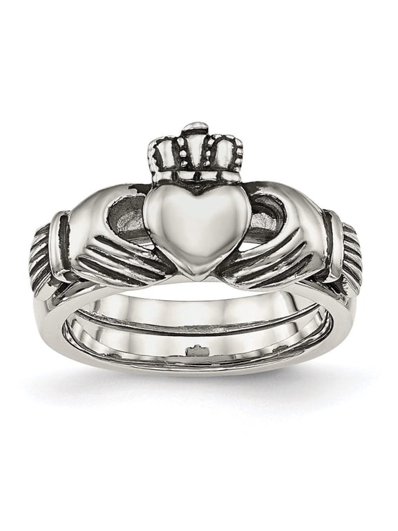 Chisel Stainless Steel Love Loyalty Friendship Claddagh Double Hinged Ring