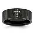 thumbnail image 1 of Chisel  Stainless Steel Polished and Matte Black IP-plated 1/20 Carat Diamond Cross Band, 1 of 4