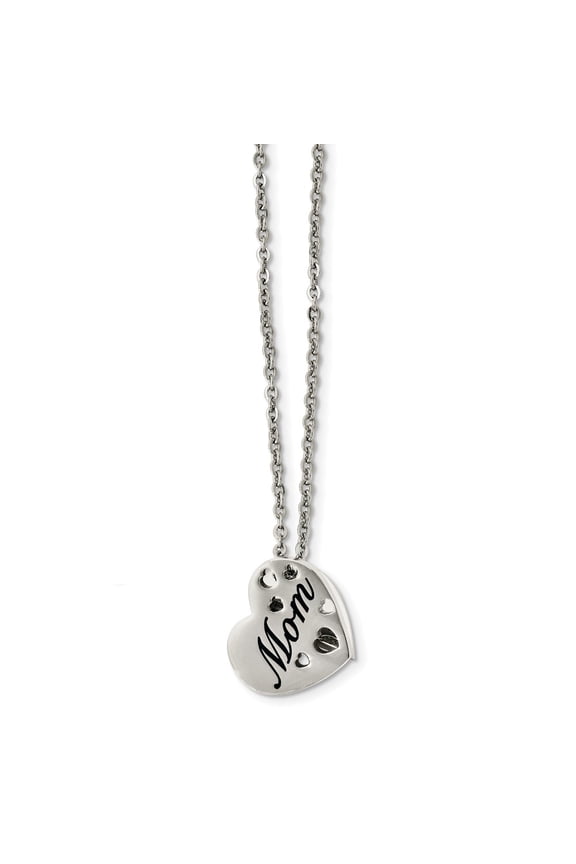 Stainless Steel Mom Heart Slide Pendant Necklace