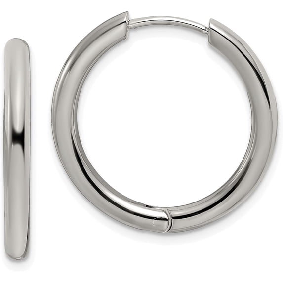Chisel Stainless Steel Polished 3mm Hinged Hoop Earrings - 25mm