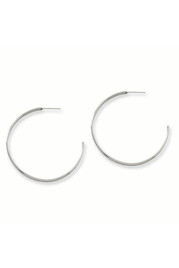 Stainless Steel Polished 44mm Diameter 3mm J Hoop Post Earrings
