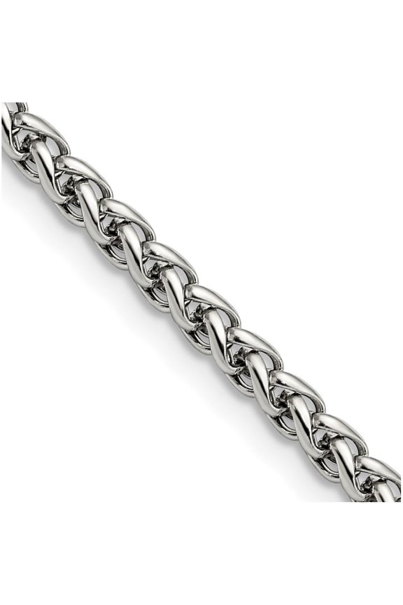 Stainless Steel Polished 4mm 18 inch Wheat Chain